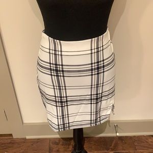 White plaid mini skirt